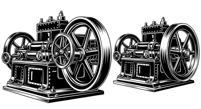 Industrial steam engine machine parts.