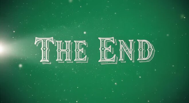 the end text on green glittery background end screen video