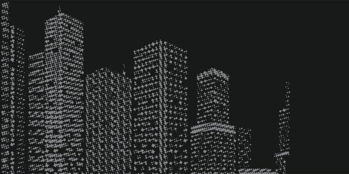 Modern city skyline life abstract background design with square design concept. City skyscraper silhouette. Vector illustration in flat design