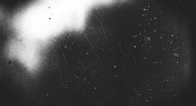 Distressed Black and White Film Texture Effect with White Glow Left Top and Light Streak Effect
