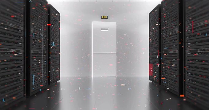 Scalable AI infrastructure animation with server racks and motherboard detail view. Technology Related 3D Animation.