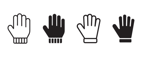 Fototapeta premium Minimal Winter Gloves Icons Set in Line and Solid Style Vector Illustration