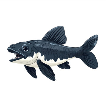 simple vector coelacanth clipart illustration white background vector art style simple design flat illustration no shadows