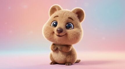 Fototapeta premium Adorable Brown Teddy Bear Sitting, Close Up Shot, Soft Lighting