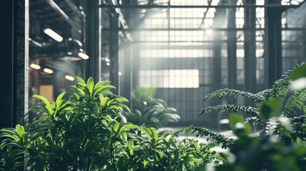 Industrial interior greenery