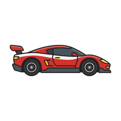 Fototapeta premium Flat vector icon of a compact sports coupe car side view, isolated objec