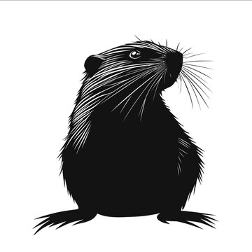 black silhouette nutria on a white backgrounk vector