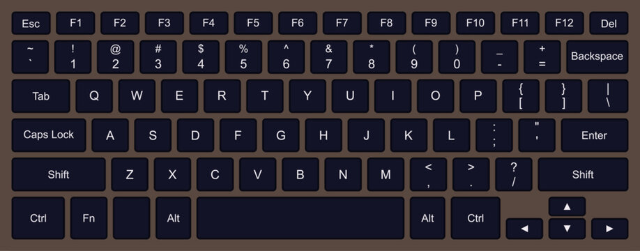Computer Keyboard Layout Template with Letters &ndash; Modern Keyboard Vector Illustration
