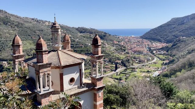 Panoramic view of Chiesa di Nostra Signora di Loreto, Liguria, Italy.