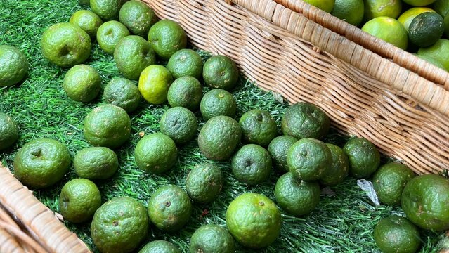 Fresh lime inside basket
