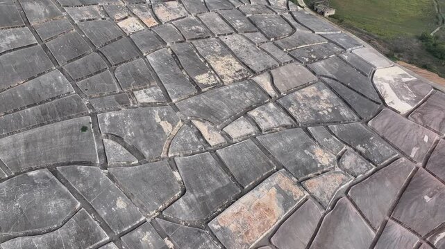 Aerial Shot of Cretto di Burri in Sicily: monumental concrete labyrinth over old Gibellina ruins in Sicily, Italy.