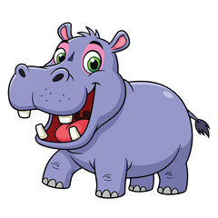 Fototapeta premium Hippopotamus Cartoon Character Fun Commercial