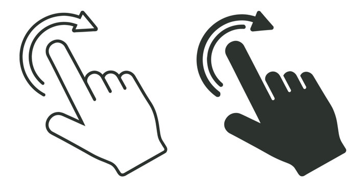 finger swipe gesture with directional arrow navigation user interface vector icon set on transparent background