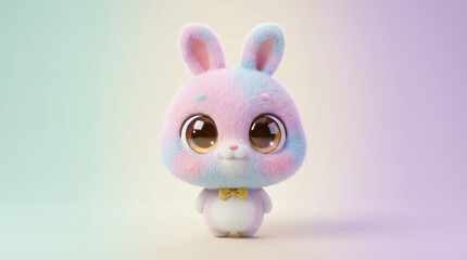 Fototapeta premium Adorable Plush Bunny with Bow Tie Soft Pastel Lighting
