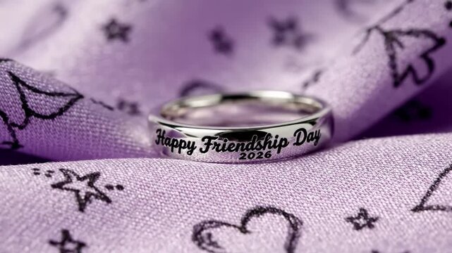 Silver ring engraved with happy friendship day 2026