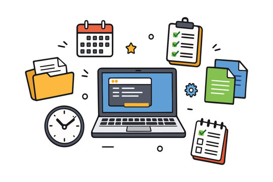 A digital illustration representing modern business productivity and efficient task management tools