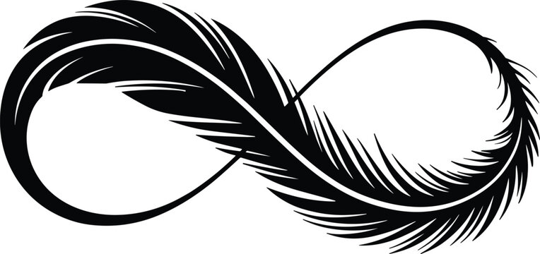 Elegant feather forming infinity symbol in black