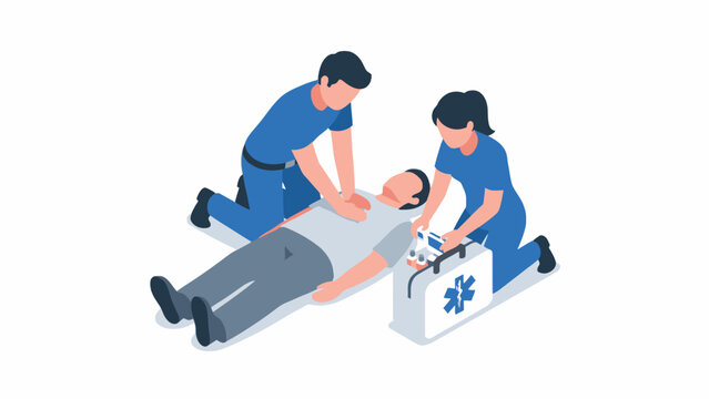 Paramedics Performing CPR and Emergency First Aid on Patient