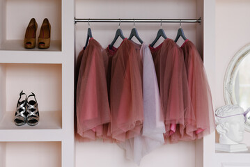 Fashion Studio Wardrobe with Tulle Skirts and Designer Shoes © Sunshine