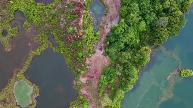 Guar Petai Abandoned Quarry Site Drone Top Down View