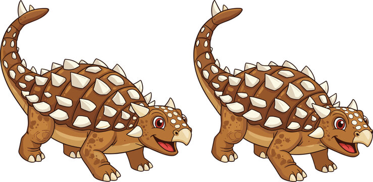 PrintCute Cartoon Ankylosaurus Dinosaur Character with Spiked Armor Tail in Side View for Kids Education Animation Mascot Design