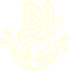 Obraz premium Abstract butterfly and water splash illustration. Features a light yellow butterfly with elegant wings emerging from a dynamic liquid swirl. Modern vector art for nature, beauty, and wellness designs.