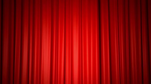 Red theater curtain opening with green screen background stage reveal animation chroma key backdrop for video editing presentation intro cinematic scene