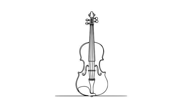 Continuous one line drawing violin vector illustration string instrument line art isolated on white background