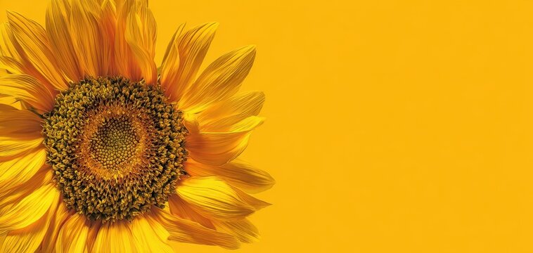 The Sunflower Closeup With Bright Yellow Petals Against A Minimalist Monochrome Background