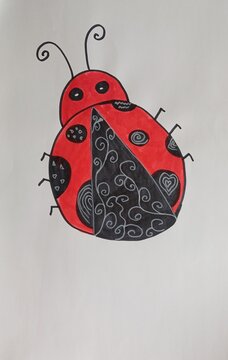 Stock illustration of a ladybug with an ornament on its back