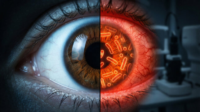 Bacterial Eye Infection Concept &ndash; Pathogen Invasion Causing Ocular Inflammation and Vision Threat