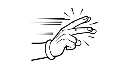 Obraz premium Comic Style Hand Snapping Fingers, Pop Art Gesture of Quick Action or Idea on Isolated White Background.