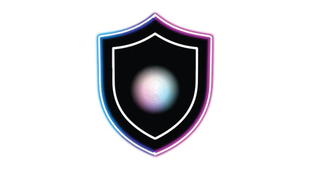 Fototapeta premium Shield emblem with ribbon glossy 3D icon design