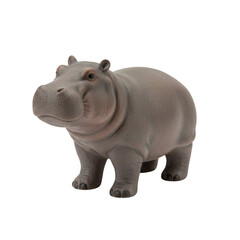 Fototapeta premium Small gray hippopotamus figurine isolated on a transparent background