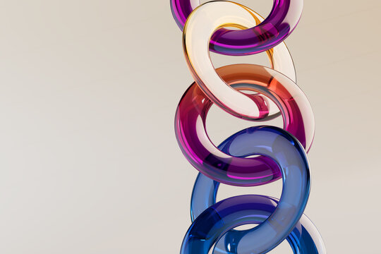 3D floating loop gradient with glossy chain and copy space