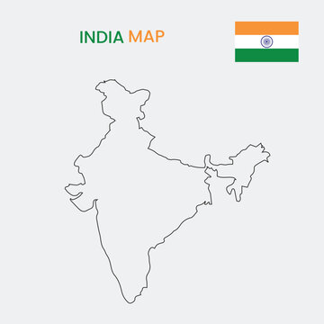 A map of India with its flag and outline on a white background