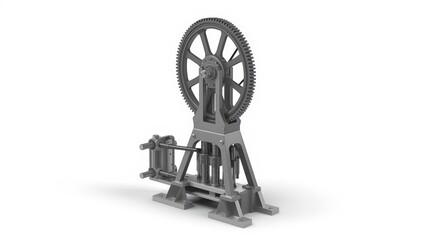 Naklejka premium Industrial robotic arm with circular gripper mechanism in action isolated on white background