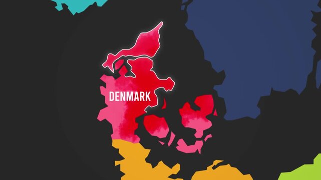 Denmark 3D Map Animation With Glowing Line