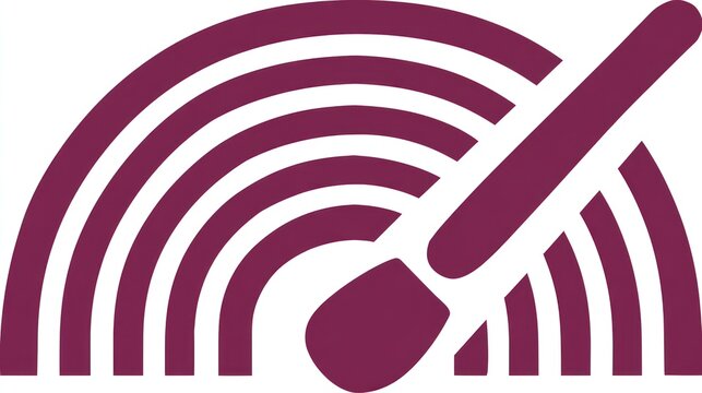 A stylised half rainbow with a brush on the right