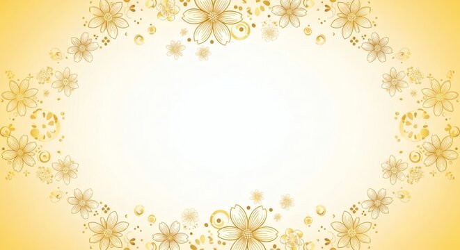 Golden Floral Frame Luxury Festival Background with Copy Spaces