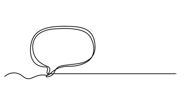 Bubble speech continuous one line drawing video, Animated self drawing of continuous line draw rectangular speech bubbles. Full length one line animation. 4K, Speech bubble continuous one line.