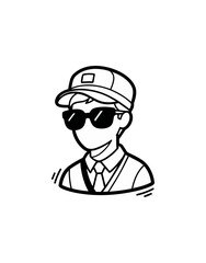 Obraz premium Stylized illustration of person wearing sunglasses and cap