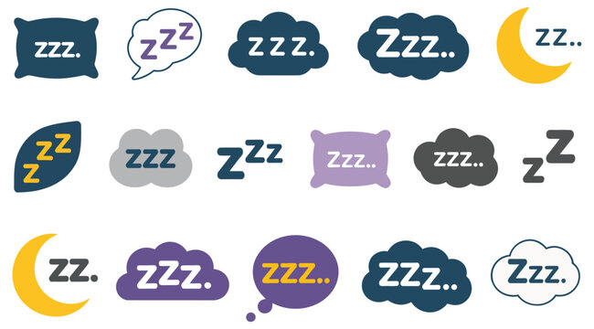 Sleep Zzz icon set symbol vector various styles shapes simple flat modern illustration for UI and web design.