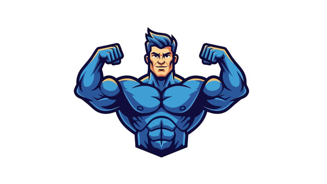 Muscular Cartoon Superhero Character.