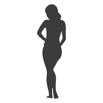 Nude girl silhouette in gray