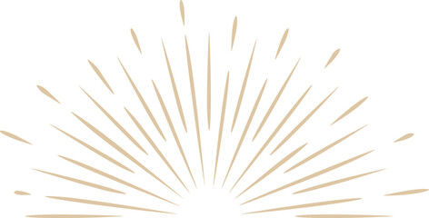 Obraz premium Beige radial lines forming vector a sunburst pattern. Abstract graphic element emphasizing impact and radiating light