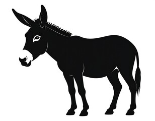 Fototapeta premium A stark, monochromatic rendering of a donkey in full profile, showcasing a sleek, minimalist design on a white background