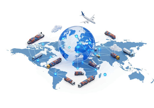 Global Transportation Logistics Earth Map.