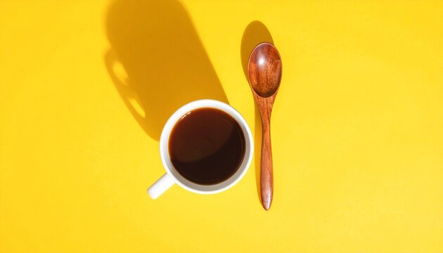 cup of coffee with spoon on the tabble