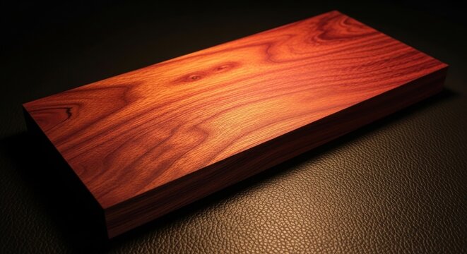 Close up of Bubinga wood with striking red and purple hues showcasing rich natural grain texture